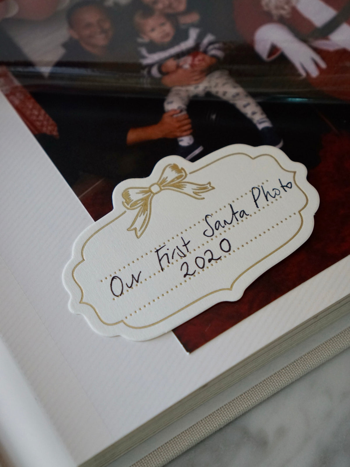 Christmas photo album caption cards in gold foil - view 3