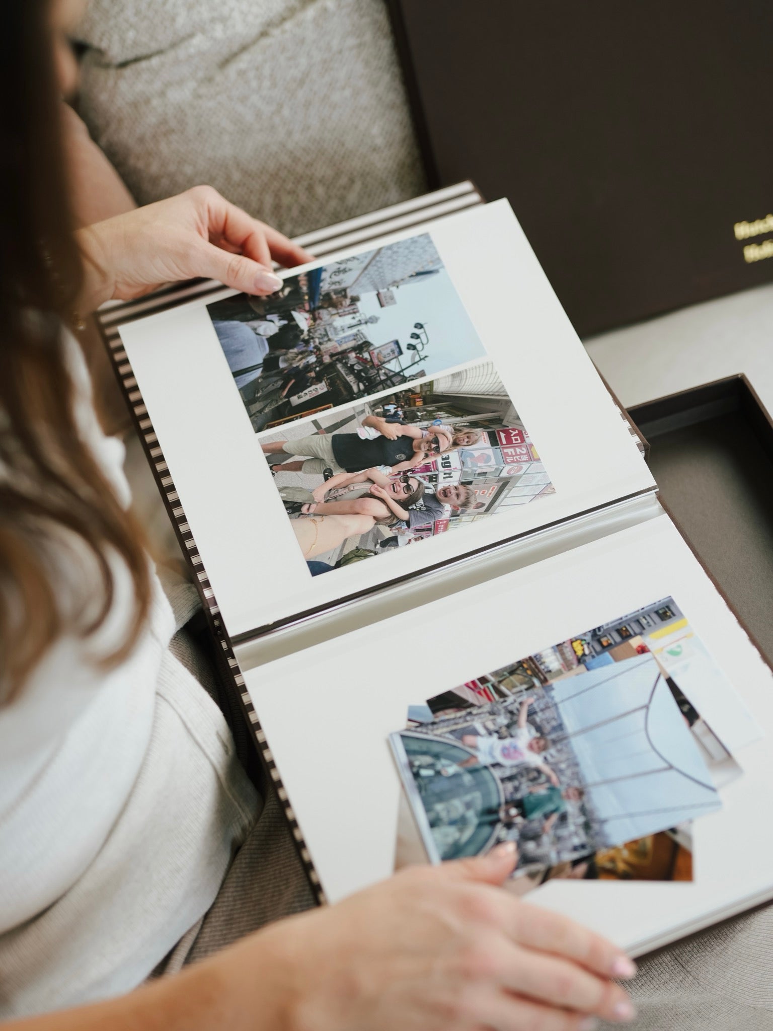 Bespoke album photo pages with matching keepsake box