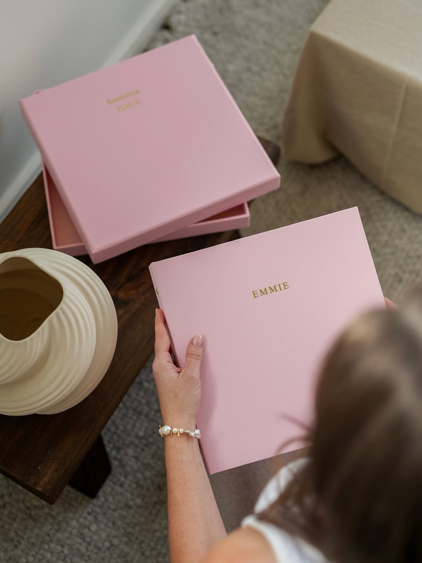 Rose bespoke album with separately personalised keepsake box