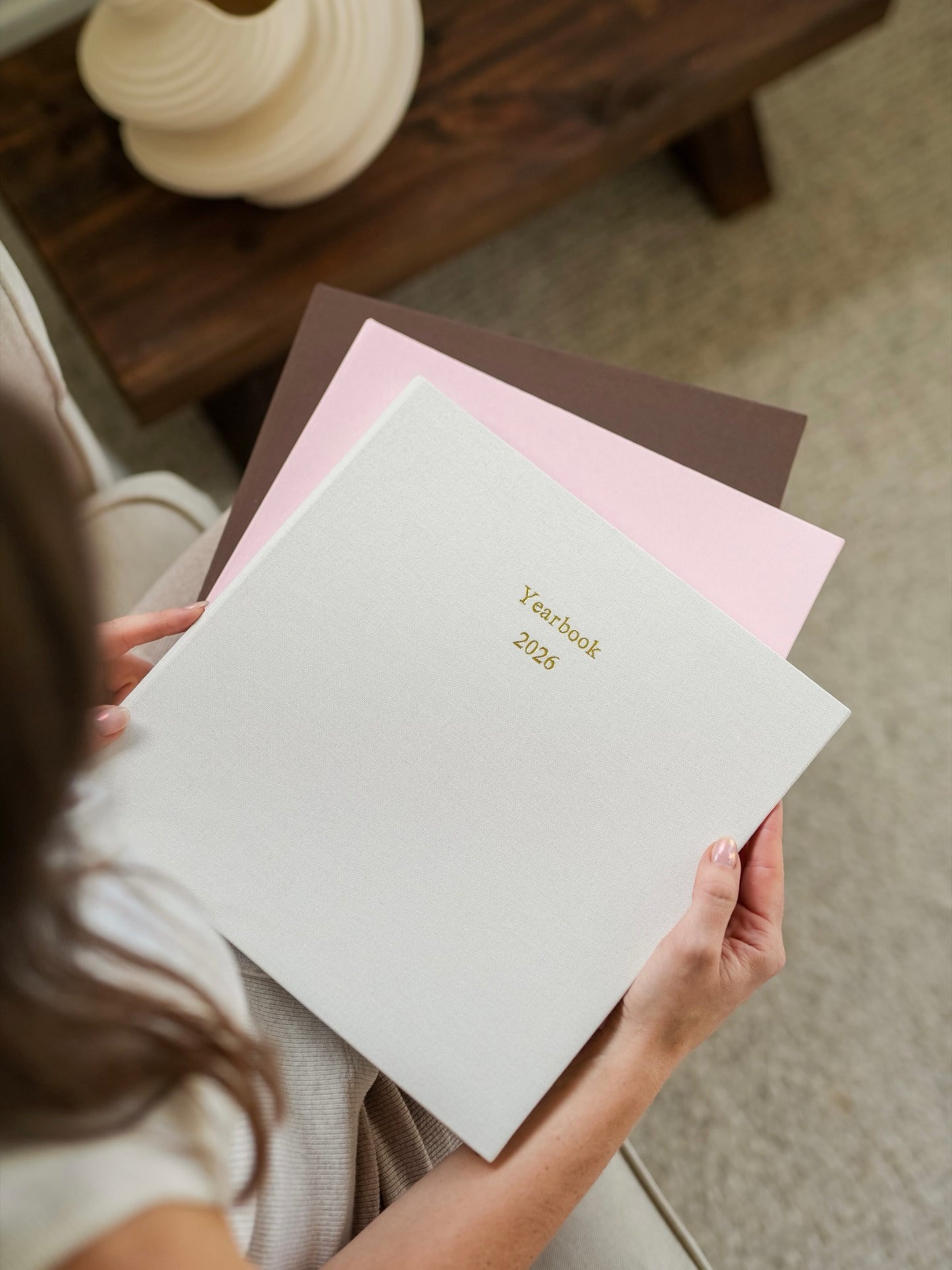 Yearbook bespoke linen album with keepsake box