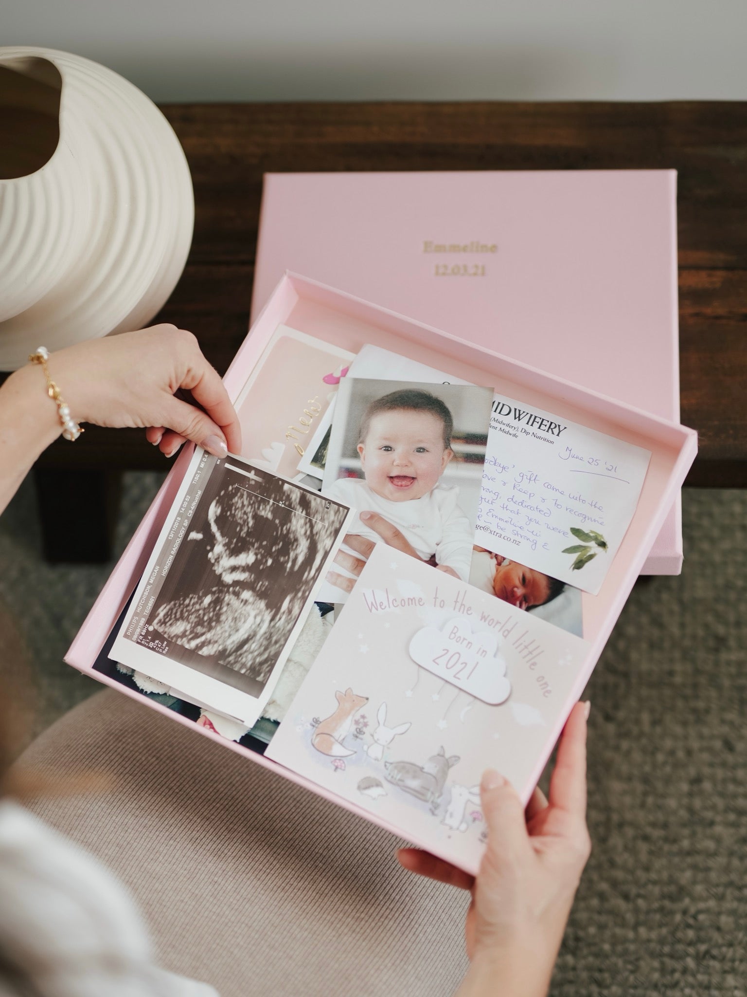 Bespoke photo album with linen keepsake box