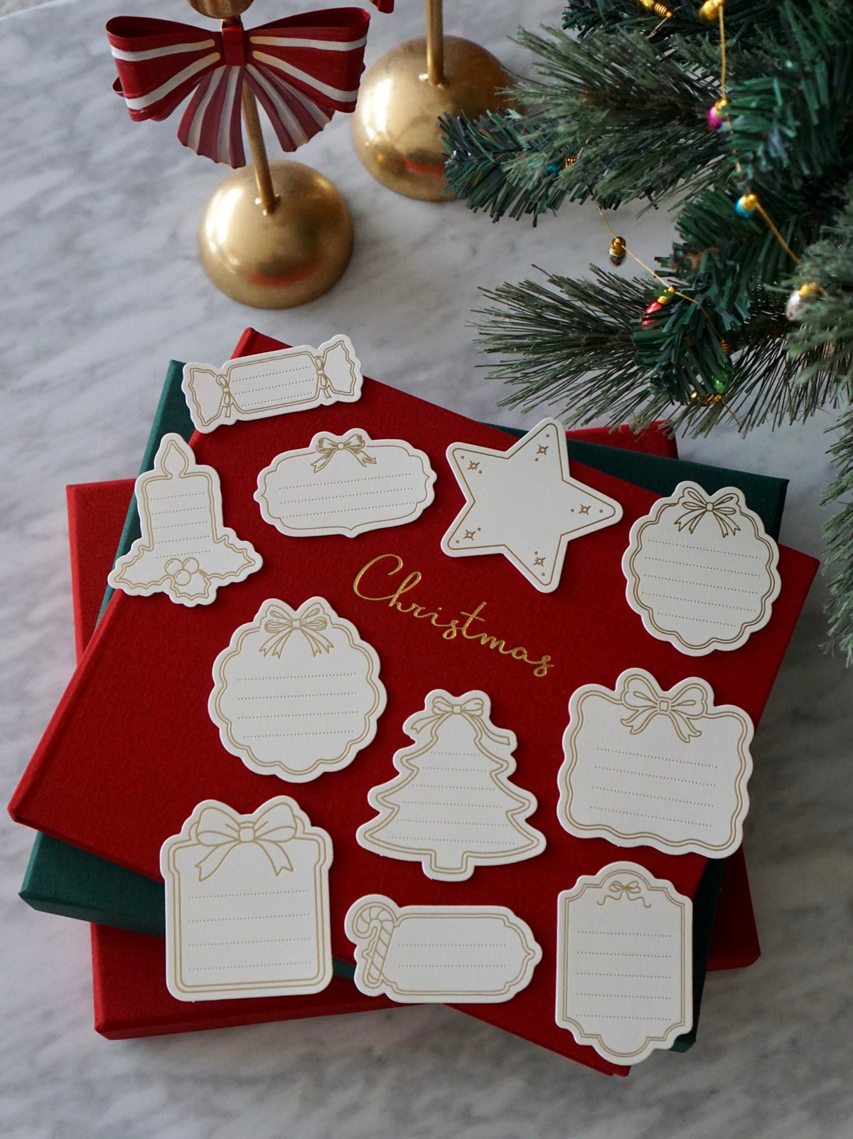 Christmas photo album caption cards in gold foil - view 2